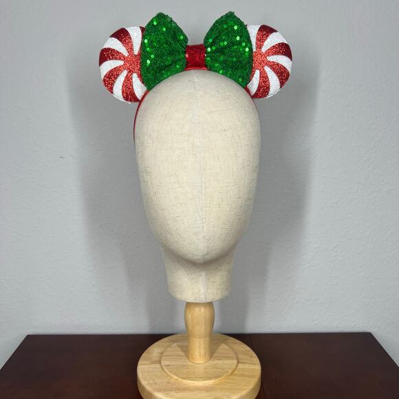 Candy Cane Lane Minnie Ears | Disney-Inspired Christmas Mouse Ears Headband - Picture 2 of 5